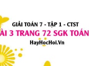 Giải bài 3 trang 72 Toán 7 Tập 1 SGK Chân trời sáng tạo